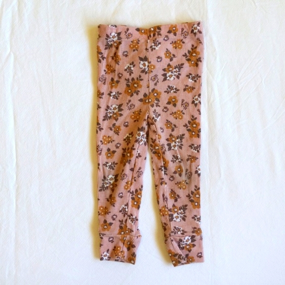 nicole miller new york ribbed boho floral leggings 12 months baby girl - Picture 1 of 5